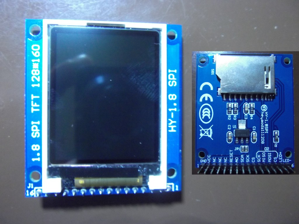 1.8 inch TFT color display with SPI interface (HY-1.8 SPI) and SD card support